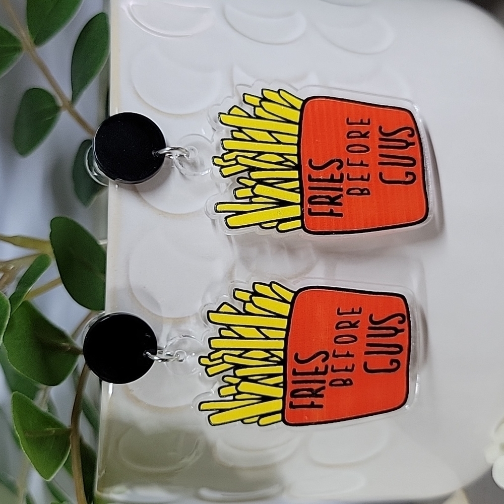 Fries Before Guys Lucite Drop Earrings